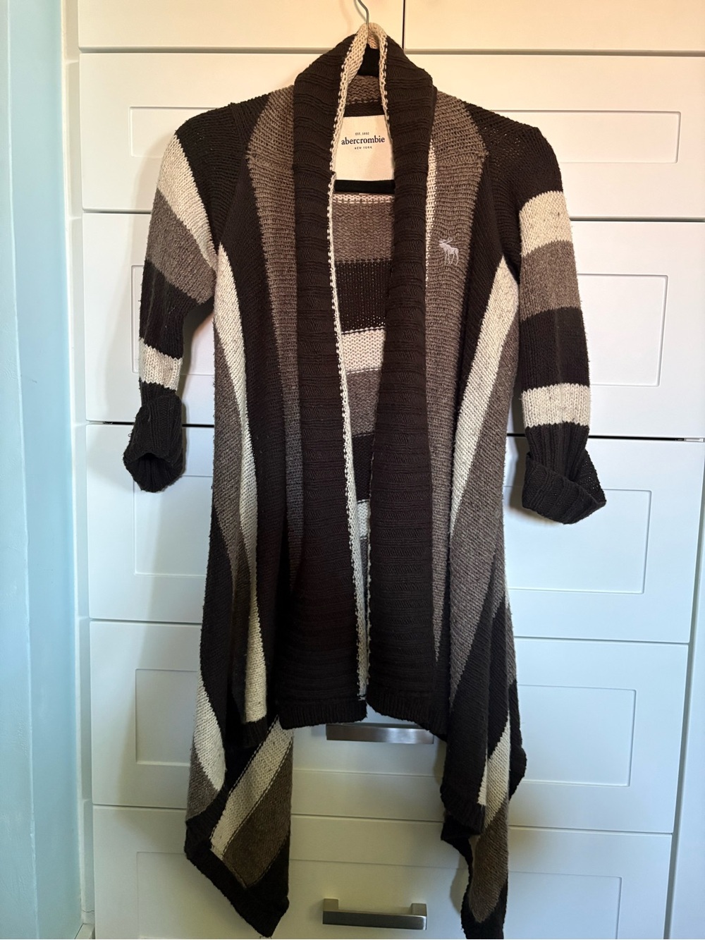 Girls Abercrombie & Fitch Striped Open-Front Cardigan - Brown , Tan, & Cream